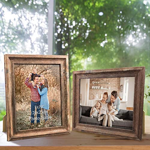 Zbeivan 8X10 Picture Frames Set Of 2 Poster Vintage Brown Rustic Family Art 10X8 Photo Frame For Vertical Horizontal Tabletop Standing Or Wall Hanging #TOP6