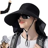 Sombrero de Sol para Mujer, Gorra de Protección Solar UV UPF 50+ con Ala Ancha, Plegable, Agujero para Cola de Caballo y...