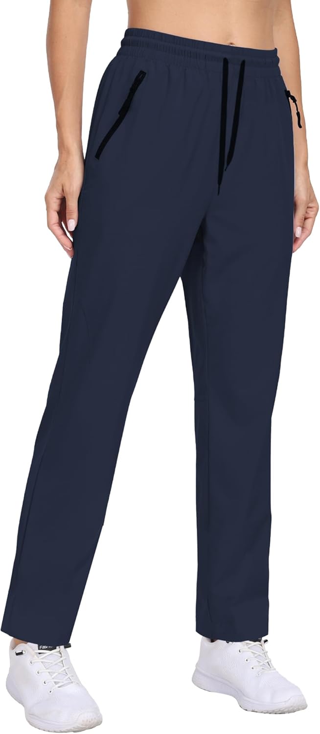 Women's Lightweight Hiking Cargo Pants Quick Dry Drawstring Athletic Joggers UPF 50+ Water Resistant Zipper Pockets