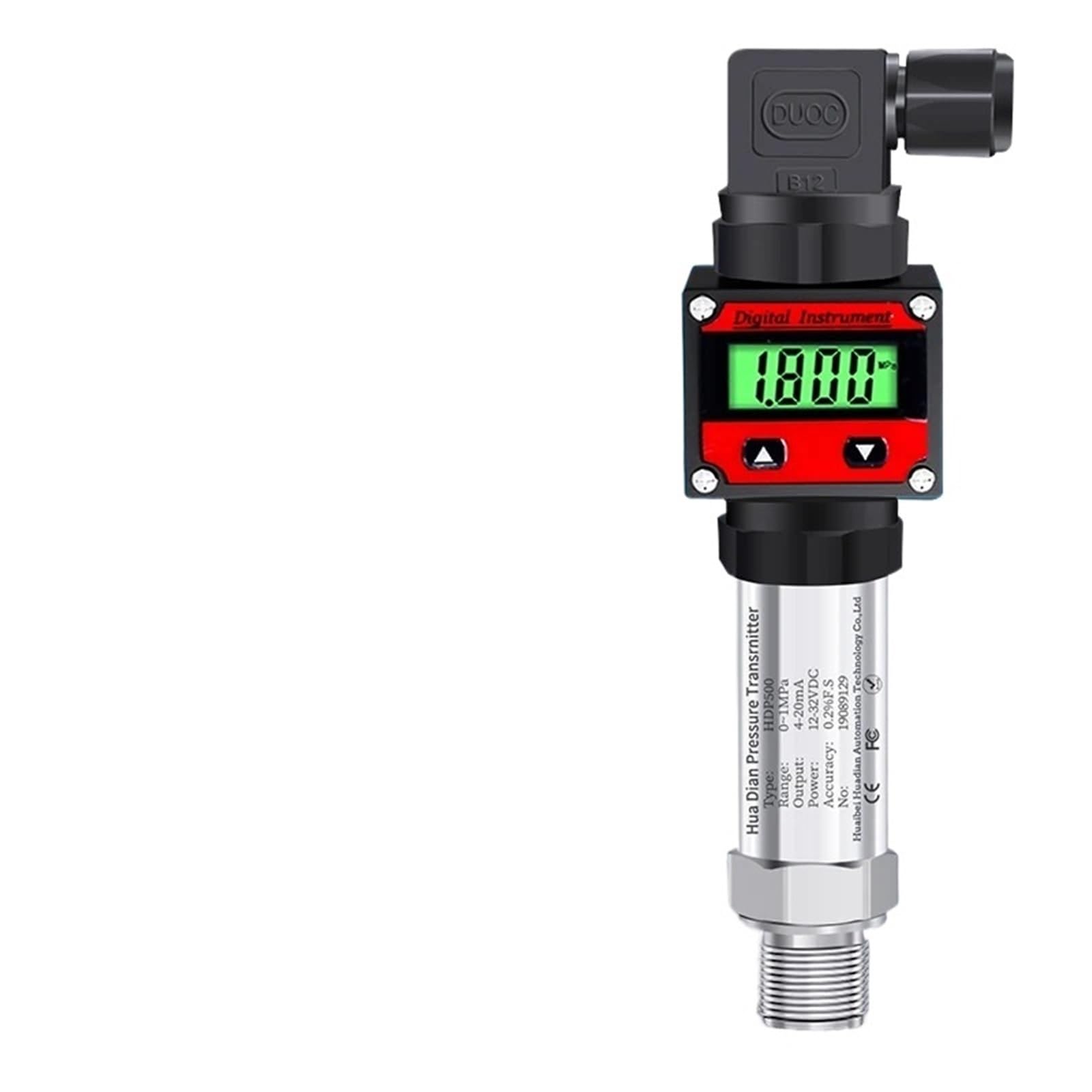 1 Uds IP65 4-20ma RS485 0~10V sensor de presión de aire y agua de aceite 0~5V salida transmisor de presión absoluta transductor con pantalla led(LED 4-20mA output,0-40Mpa)
