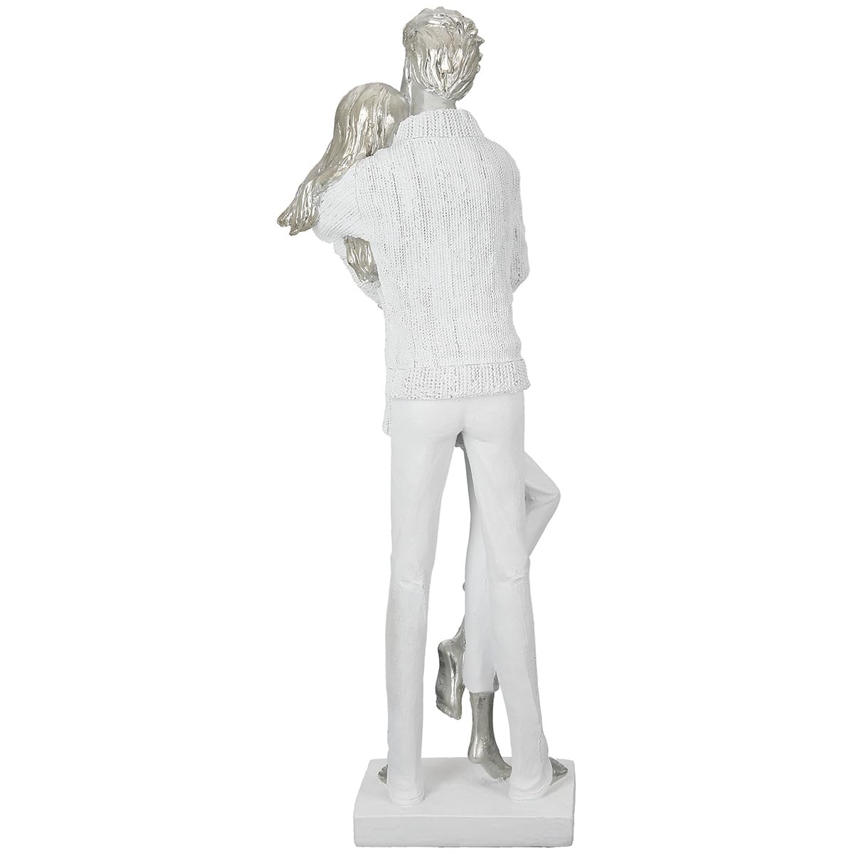 GILDE Escultura de Resina Blanca Mate metálica, par, 46 cm de Alto, 15 cm de Ancho, 13 cm de Profundidad