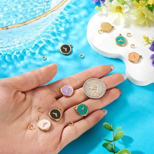 Image of Craftdady Golden Enamel Ocean Animals Pendants Stainless Steel Summer Sea Charms with Jump Ring for Jewelry Making Crafting Necklaces Bracelets Earrings Keychains