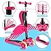 Hurtle 3 Wheeled Scooter for Kids - 2-in-1 Sit/Stand Child Toddlers Toy Kick Scooters w/ Flip-out Seat, Adjustable Height, Wide Deck, Flashing Wheel Lights, For Boys/Girls 1 Year Old+ (Pink)