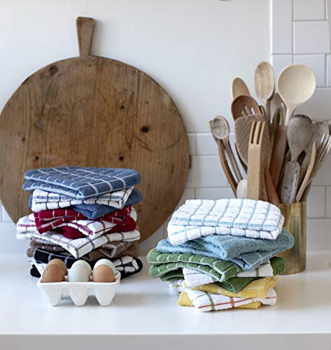 Ritz Premium 100% Cotton Terry Check Kitchen Dish Towels - Highly Absorbent, Super Soft, Long-Lasting, 25"x15", 3-Pack, Dew - Image 9