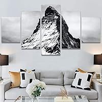 SIGNWIN 5 Panel Canvas Wall Art Monochromatic Mountains for Home Decorations Ready to Hang - 60