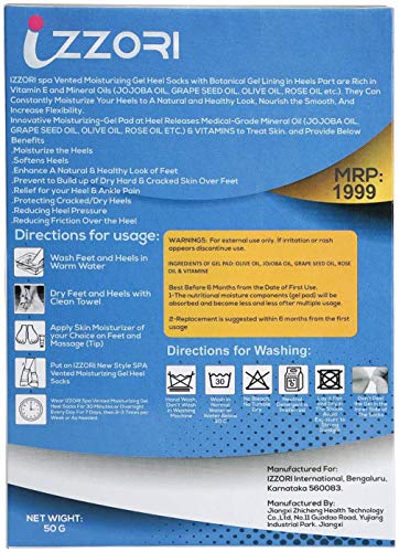 Image of IZZORI Silicone Gel Heel Socks for Dry Hard Cracked Heel Repair Pad, Swelling & Pain Relief, Plantar Fasciitis Foot Care, (Free Size, 3 Pair)
