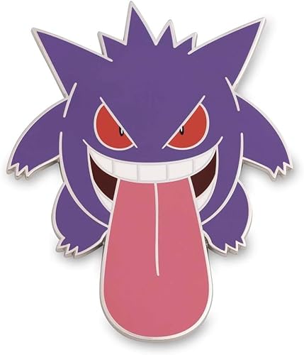 Pokémon Center Pines gigantes Pokémon Pin de gran tamaño de Gengar, Aleación de zincesmalte duro, Sin gemas.