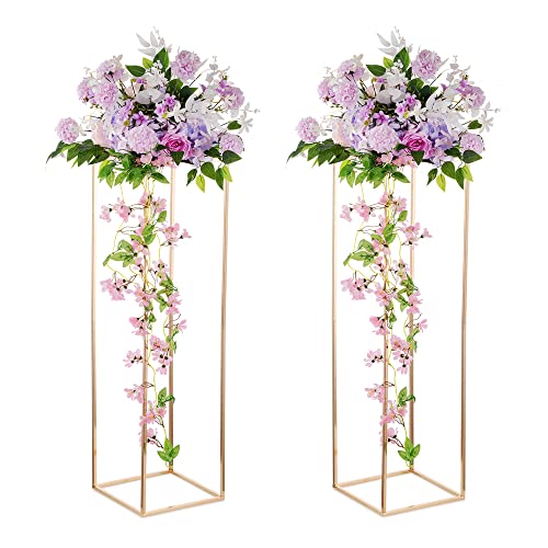 Inweder Gold Tall Stand for Wedding: 39.4in, With Metal Panel, Packs of 2 by Inweder - Used condition - US$51.48