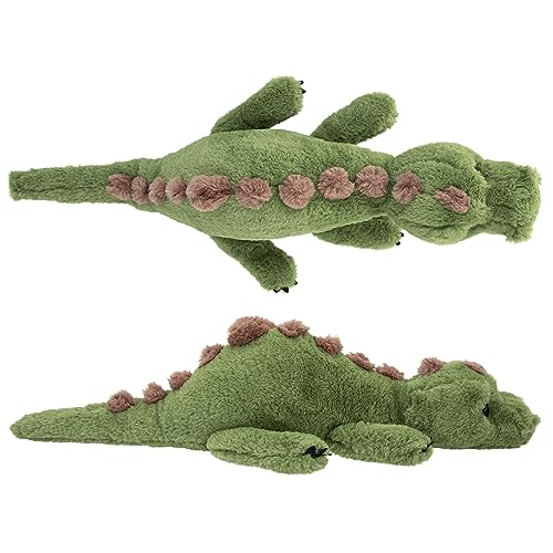 Depesche 12653 Dino World - Kuscheltier Dinosaurier mit grünem Fell und Glitzeraugen, ca. 50 cm großer Plüschdino