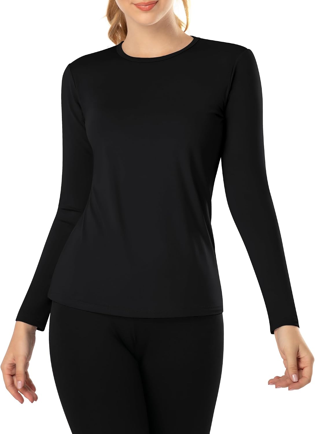 Subuteay Womens Thermal Tops Turtleneck Crew Neck Fleece Lined Shirt Long Sleeve Base Layer Undershirt