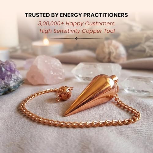 Image of Plus Value Copper Plated Dowsing Pendulum for Professional Massager Manual Back Dowsers, Vastu & Feng Shui Experts Metal Tool (4 Premium Chart & Jute Bag)