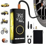 Hikari 6X Faster Portable Tire Inflator, 1 MIN to Full, 20000mAh Battery, 150PSI Cordless Air Compressor Pump with Digital Pressure Gauge, Extended Hose, LED Light for Car Bike Motorcycle Balls