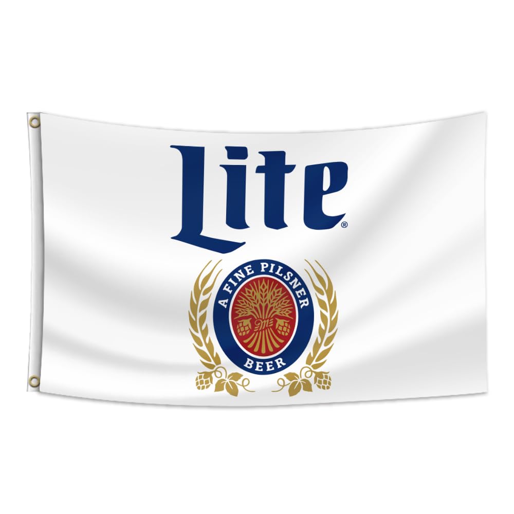 Miller Beer Lite Flag Tapestry, 3x5 Feet Heavy Duty Miller Beer Lite Cool Funny Banner Tapestry for College Dorm Bedroom Indoor Outdoor Garden Parties Wall Decor
