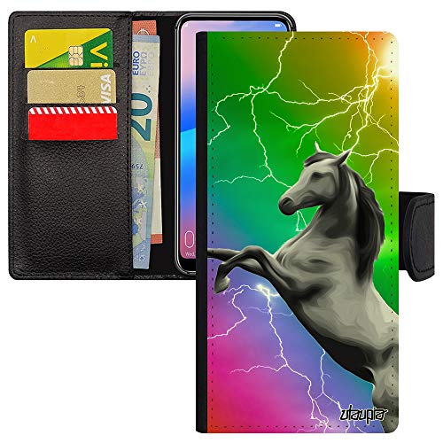 Coque Rabat Galaxy A21s Cheval Jaune Etui Portefeuille pour Enfant