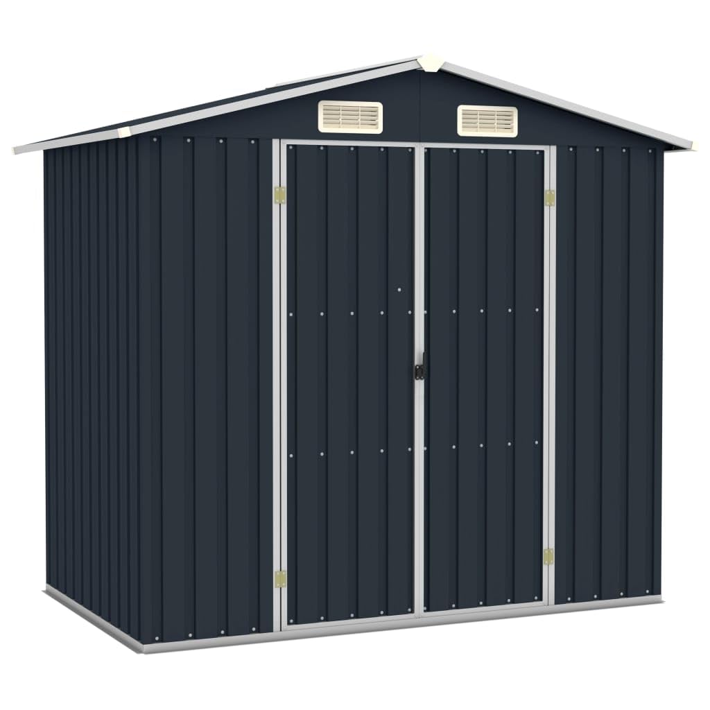 Abri de jardin 205x129x183 cm cabanon en métal gris pour stockage outillage