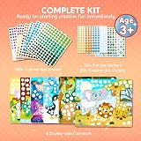 Klever Kits Dot Art Aktywność, Dot It Zwierzęta, zestaw naklejek do rękodzieła dla dzieci, zestaw DIY do majsterkowania, prezent urodzinowy dla dzieci od 3+ lat, zabawka podróżna do samolotu