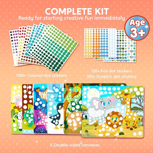 Klever Kits Dot Art Kit for Kids, No Mess Sticker for Kids 3-7, Craft Kits, DIY Creative Activity, Travel Toy, Birthday Gifts for Boys Girls (Animal) by Klever Kits - Used condition - Image 5