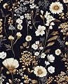 Dark Floral Peel and Stick Wallpaper Vintage Flower Contact Paper Vinyl Waterproof Self Adhesive Removable Retro Decor Black gold Botanical Wall Paper for Bedroom Walls Bookcase Drawers 17.5" x 118"