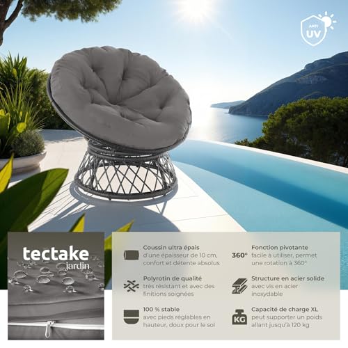 Fauteuil Papasan rotin pivotant 360° noir, TecTake GmbH