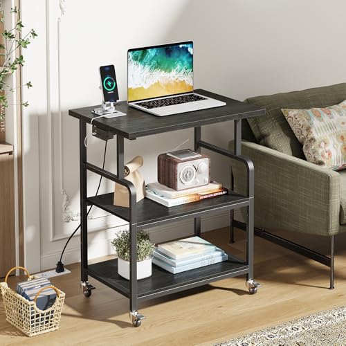 Image of YAOHUOO 3 Tier Large Printer Stand with Power Outlet /Adjustable Shelf