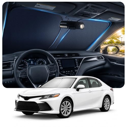 Image of [2026 Upgraded] DooGooCoo Windshield Sun Shade for Toyota Camry 2018-2025 2026 [Cooling Ice-Crystal, 100% Sun Block] Sunshade for Car Windshield for Toyota Camry Sun Shade, Fit for Camry.