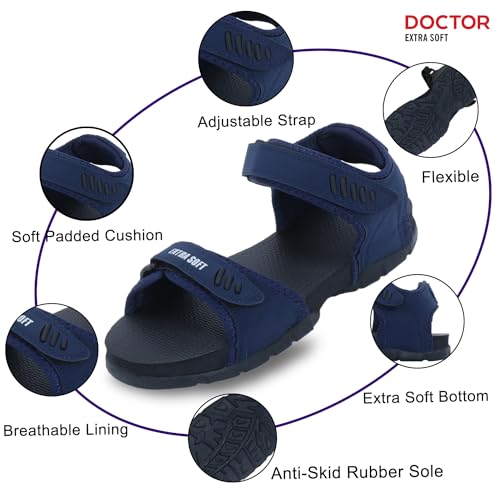 Image of DOCTOR EXTRA SOFT Men's Classic Athletic & Outdoor Casual Sandals /Floaters With Adjustable Cushion Strap For Adult|Comfortable & Lightweight|Stylish & Anti-Skid|Everyday Use For Gents & Boys D-301