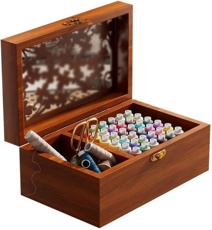 MVNOIRE Reception Box Solid Wood Sewing Set Household Use Garment Bag Multiple Functions Portability