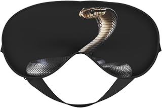 Black Cobra Snake Pattern Sleep Mask for Side Sleeper Women Men, Eye Mask for Sleeping Light Blocking with Adjustable Elastic Strap for Travel
