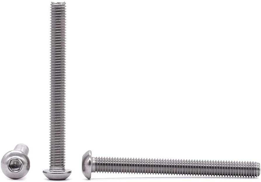 5/16-18 x 2" Button Head Socket Cap Bolts Screws, 304 Stainless Steel 18-8, Full Thread, Coarse Thread, Allen Hex Drive, 10 PCS