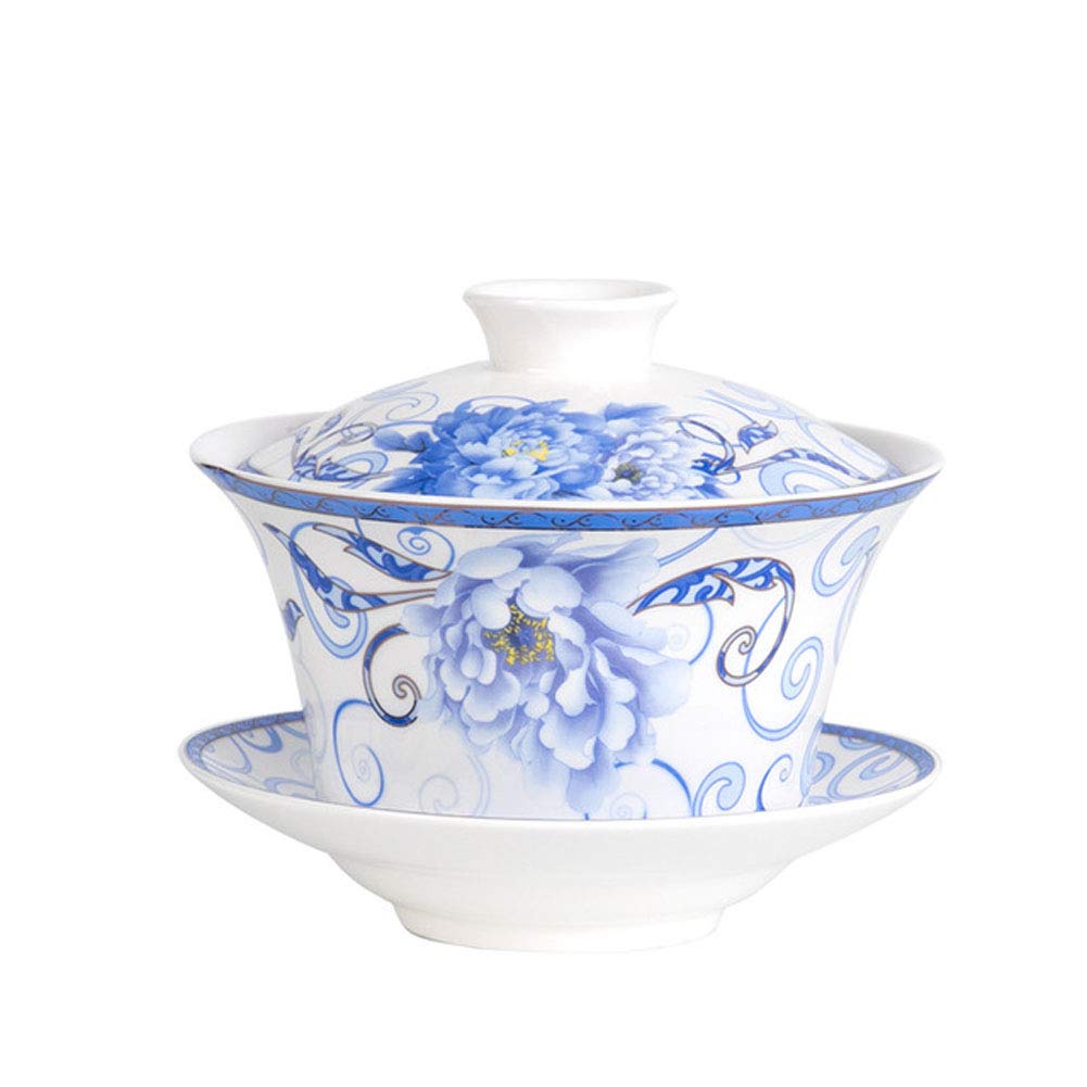 Liang baobao Gaiwan Tea Set Porcelain Gongfu Cup with Lid Saucer 10oz