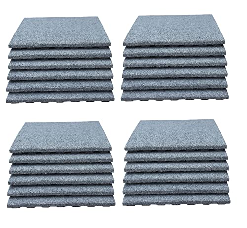 LANDGRID 24x Fallschutzmatten 50x50x4cm Grau Gummi Pool Schaukel Spielturm Platten