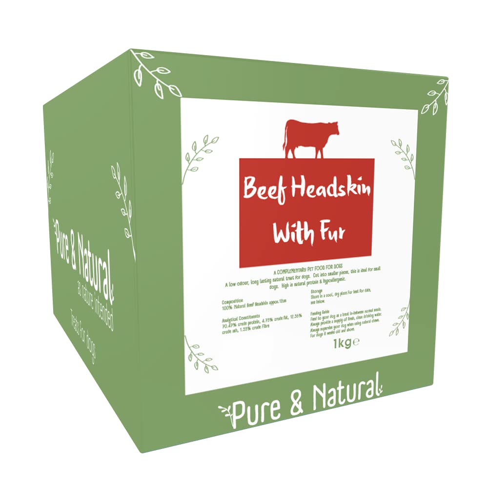 Pure And Natural Beef Headskin With Fur For Dogs - 1Kg