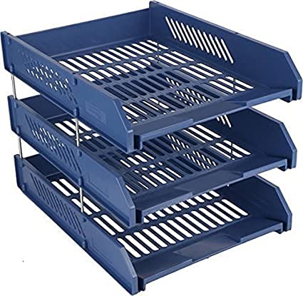 SLOZA New 3-Layer File Tray Mesh File Holder Stand Organizer Container Document Tray for Magazine Letter Paper Document Home Office Desk