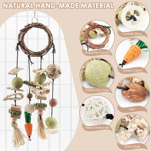 Bissap-Bunny-Chew-Toy-2-Packs-Rabbits-Cage-Hanging-Chew-Toys-and-Treats-Rattan-Ring-Wooden-with-Snacks-for-Chinchillas-Guinea-Pigs-Hamsters-Rats-and-Other-Small-Pets-Teeth-Grinding Bissap Bunny Chew Toy, 2 Packs Rabbits Cage Hanging Chew Toys and Treats Rattan Ring Wooden with Snacks for Chinchillas Guinea Pigs Hamsters Rats and Other Small Pets Teeth Grinding - Image 3