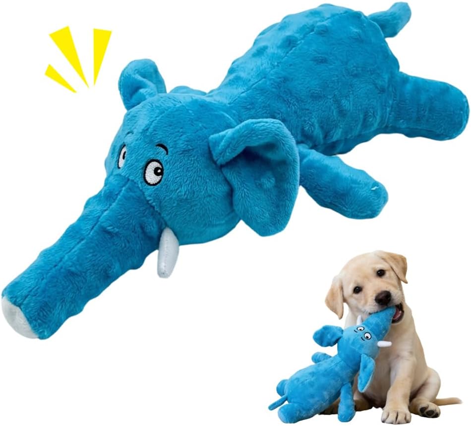Pousbo 2026 New Dog Plush Toys for Aggressive Chewers, Upgrade Indestructible Dog Toys with Squeaker and Crinkle for Large Medium Small Dogs (Elephant)
