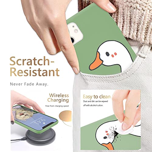 Cute Cartoon Duck Designed For Iphone 13 Mini Cases, Kawaii Animal Green Liquid Silicone Soft Gel Rubber Phone Cover For Women Girls #TOP3