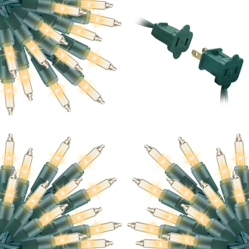 Brightown Clear Christmas String Lights, 3 Pack Each 100-Count 20ft Incandescent Bulb Mini Lights for Indoor Holiday Decor, Christmas Tree Garland Wedding Party Festival Decoration, Green Wire