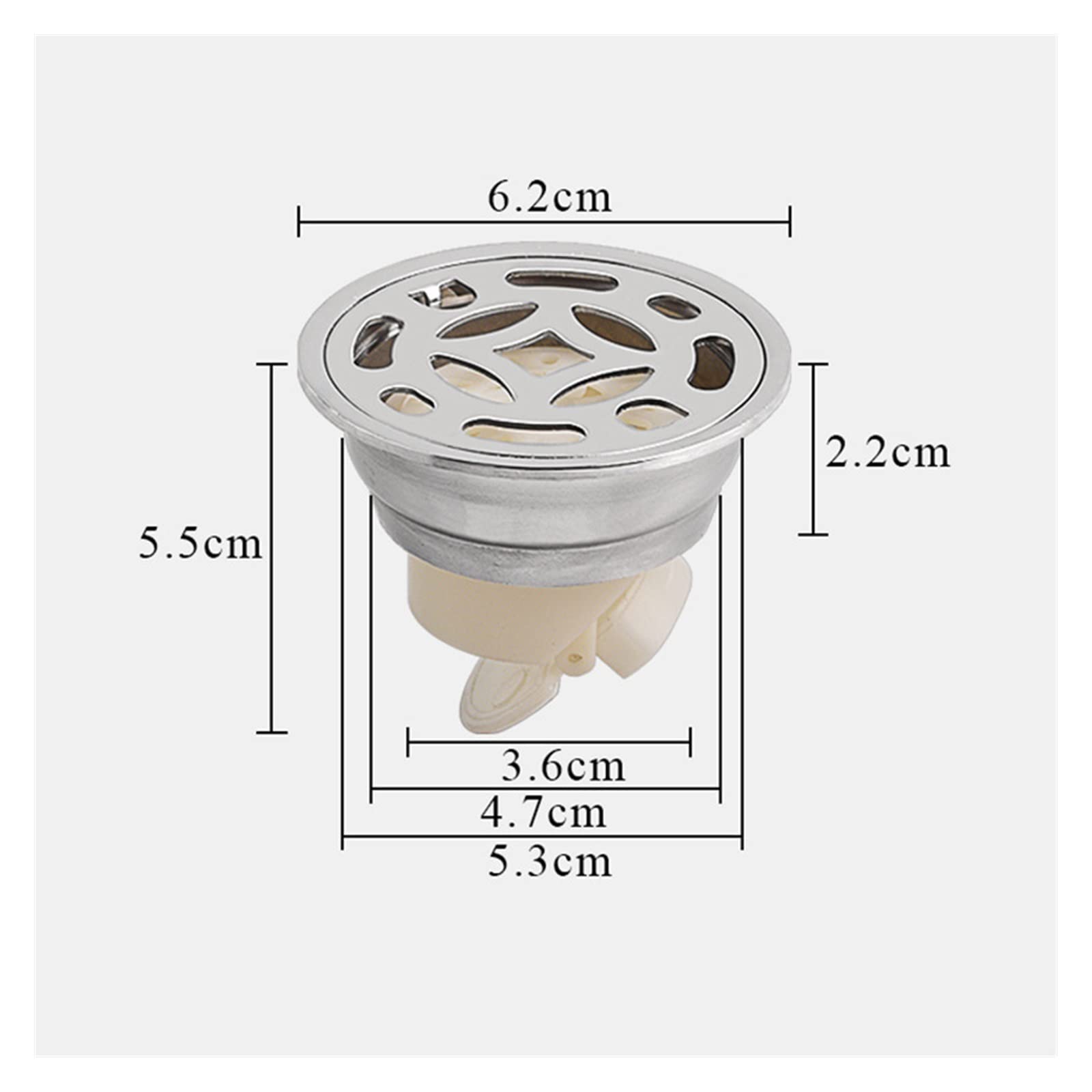 Copertura for scarico a pavimento in acciaio inossidabile 304-6,2 cm, antiodore, antiriflusso, con filtro for capelli, for bagno/lavandino/balcone