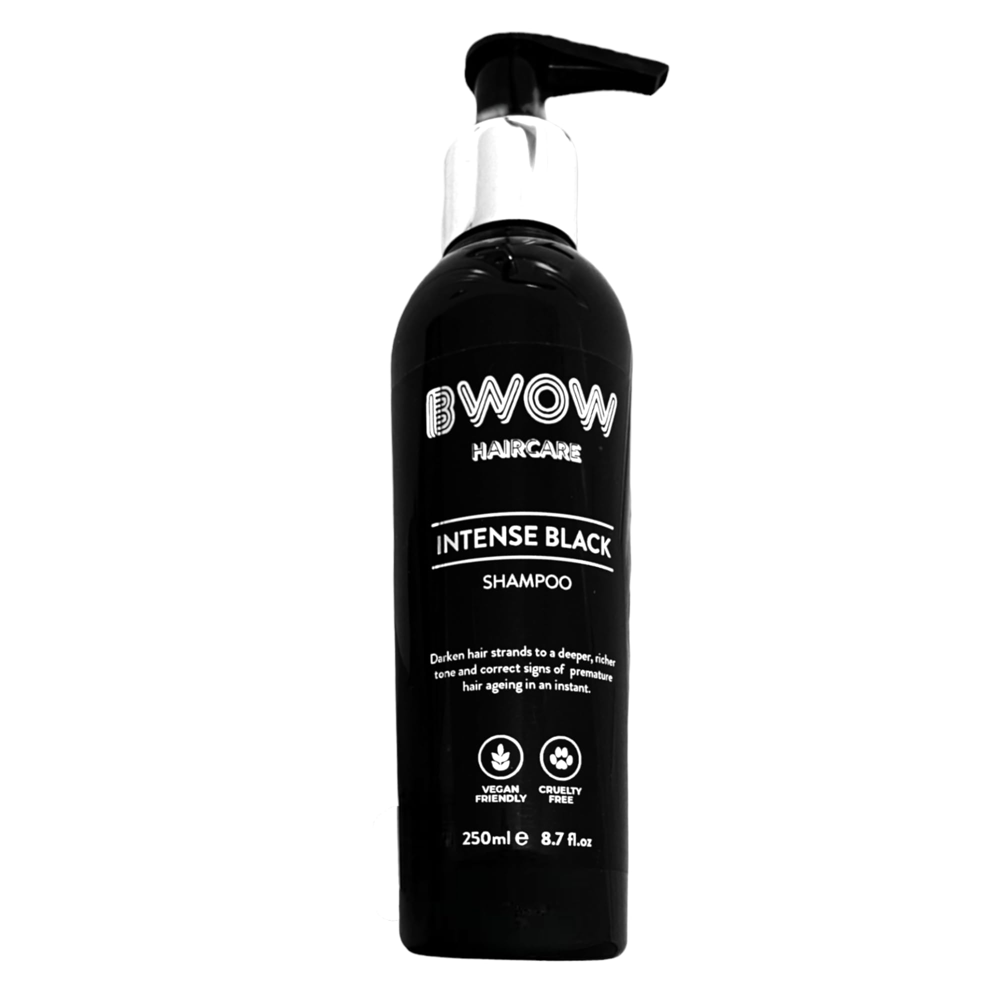 Vegan Intense Black Shampoo for Premature Grey Hair - Naturally Black Hair, High Levels Pigments Cover Grey Hair, Hair Strengthening No Dye Formula, Best Colour Restore for Vibrant Hair.