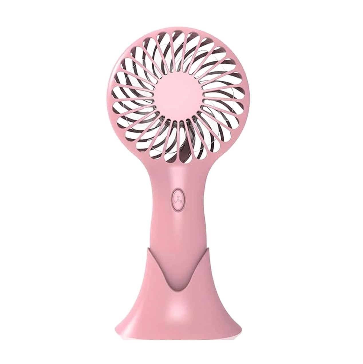 Ventilateur de bureau rechargeable à 3 vitesses et base stable rose portable