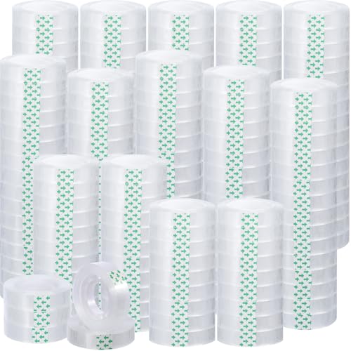 Image of Jetec 200 Rolls Clear Tape Bulk Transparent Invisible Tape Refills 1 /2 x 1260 Inches Glossy for Gift Wrapping Dispenser Office School Home Use Gift Wrap Desk Supplies