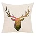 Bccowdwzfc Copricuscini Cervo Divertente 2 Pack Cotone Biancheria Cuscino Decorativo Caso Federa per Cuscino 45x45 cm, Regalo Divertente