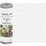 Chicken Wire, 17 inch x20 FT Chicken Wire Fencing for Garden Poultry, Hexagonal Galvanized Chicken Wire Mesh, Rustproof and Sturdy, Animal Barrier Mesh, Wire Fence Rolls for Craft Projects, Pet Rabbit