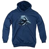 Trevco Wildlife Power&Grace Unisex Youth Pull-Over Hoodie for Boys and Girls, Medium Navy