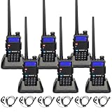 Retevis RT-5R Dual Band Two Way Radio, Walkie Talkie with Earpieces, 128CH,High Power, Emergency Alarm, VOX, 1400mAh Battery, FM, 2 Way Radio Long Range for Aldults School Church Security (6 Pack)