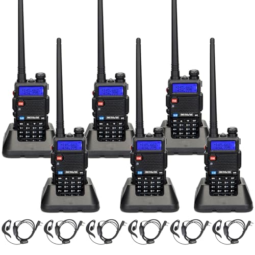 Retevis RT-5R Dual Band Two Way Radio, Walkie Talkie with Earpieces, 128CH,High Power, Emergency Alarm, VOX, 1400mAh Battery, FM, 2 Way Radio Long Range for Aldults School Church Security (6 Pack) Retevis RT-5R Dual Band Two Way Radio, Walkie Talkie with Earpieces, 128CH,High Power, Emergency Alarm, VOX, 1400mAh Battery, FM, 2 Way Radio Long Range for Aldults School Church Security (6 Pack)