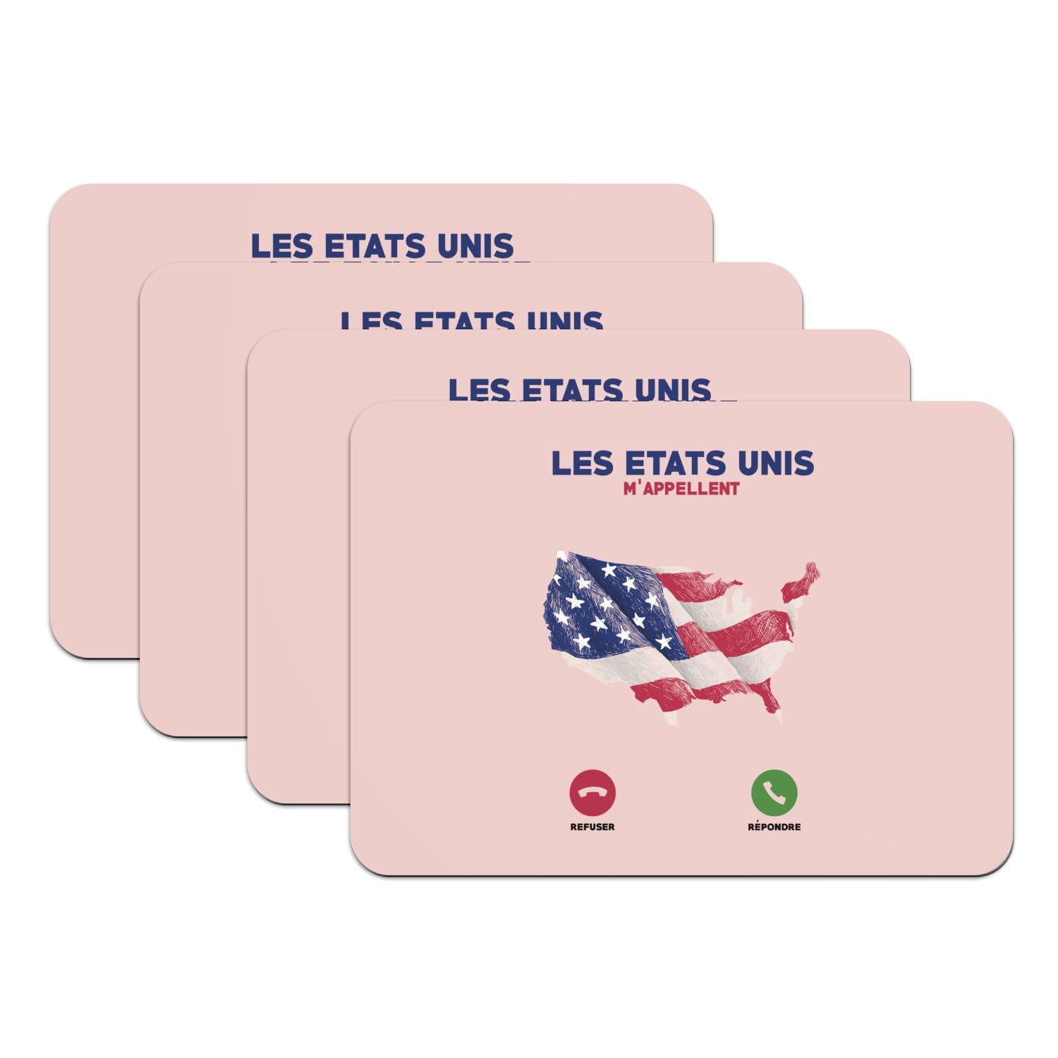 Lot de 4 sets de table rose New York en caoutchouc lavable pour stopper les verres renversés