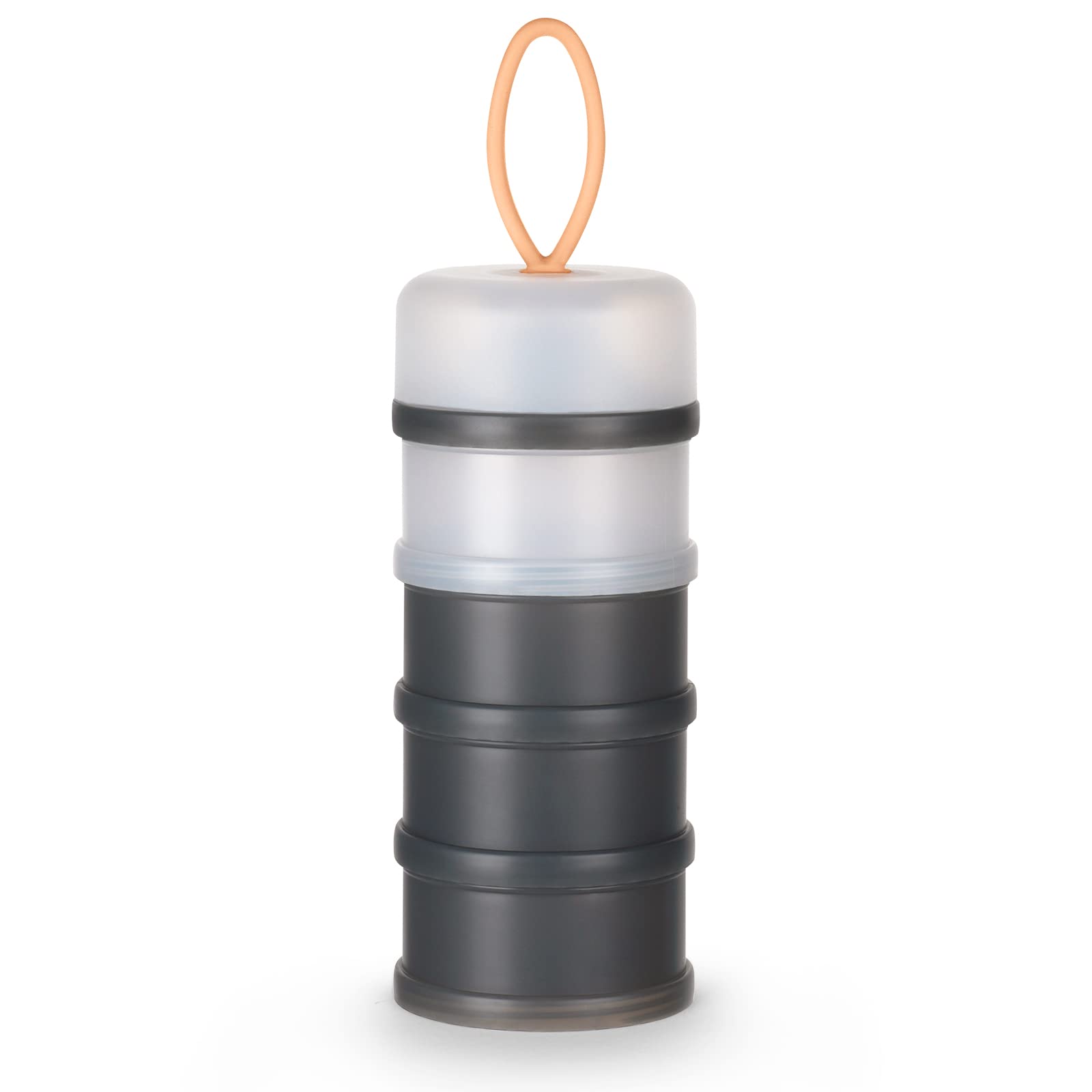 Vicloon Dosatore per Latte in Polvere, Dispenser di Latte in Polvere con 4 Scomparti, Impilabile Contenitore Spuntino e Dosalatte in in Polvere per Viaggio, Cereali, Frutta (Grigio, Bianco)