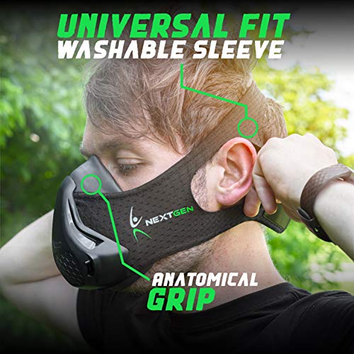 NEXTGEN High Altitude Mask Cardio Breathing & Respiratory Strength Trainer 24 Oxygen Deprivation Levels, 8 Replaceable Carbon Filters Sport Elevation Vented Respirator for Athletes
