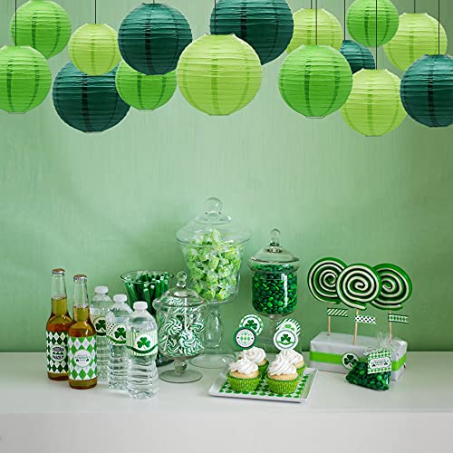 Meiduo Paper Lanterns Party Decorations Green - Hanging Paper Lanterns Indoor Outdoor - Football Theme Birthday Baby Shower Graduation Wedding St. Patrick's Day Party Supplies, 15Pcs #TOP5